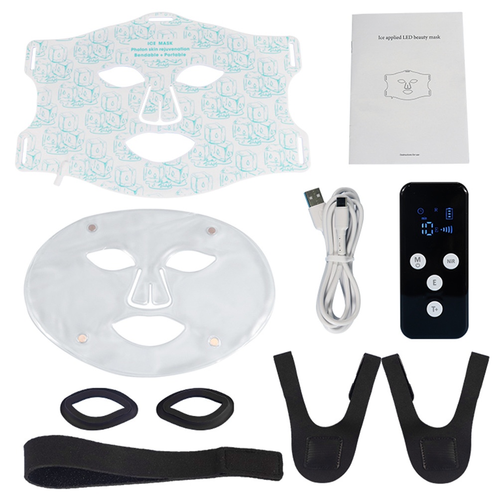 Silicone Photon Beauty Mask, Red & Blue Light Household Facial LED Color Light Ice-Cooling Mask Device - Image 3