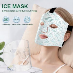 Silicone Photon Beauty Mask, Red & Blue Light Household Facial LED Color Light Ice-Cooling Mask Device